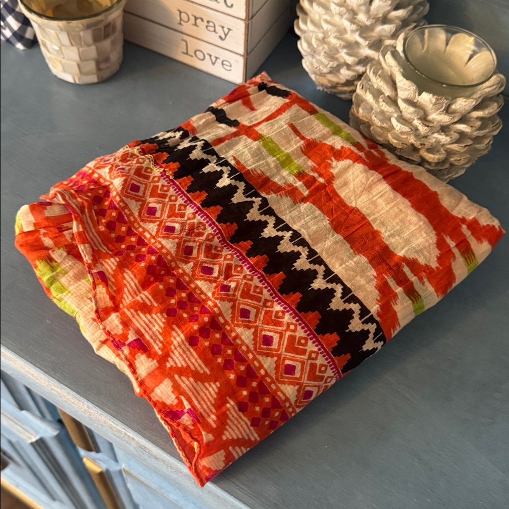 Olsenboye Orange and Pink Patterned Scarf - Picture 10 of 10